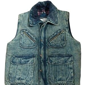 Celebration Men’s Large Vest 80s Acid Washed Denim Heavy Vintage